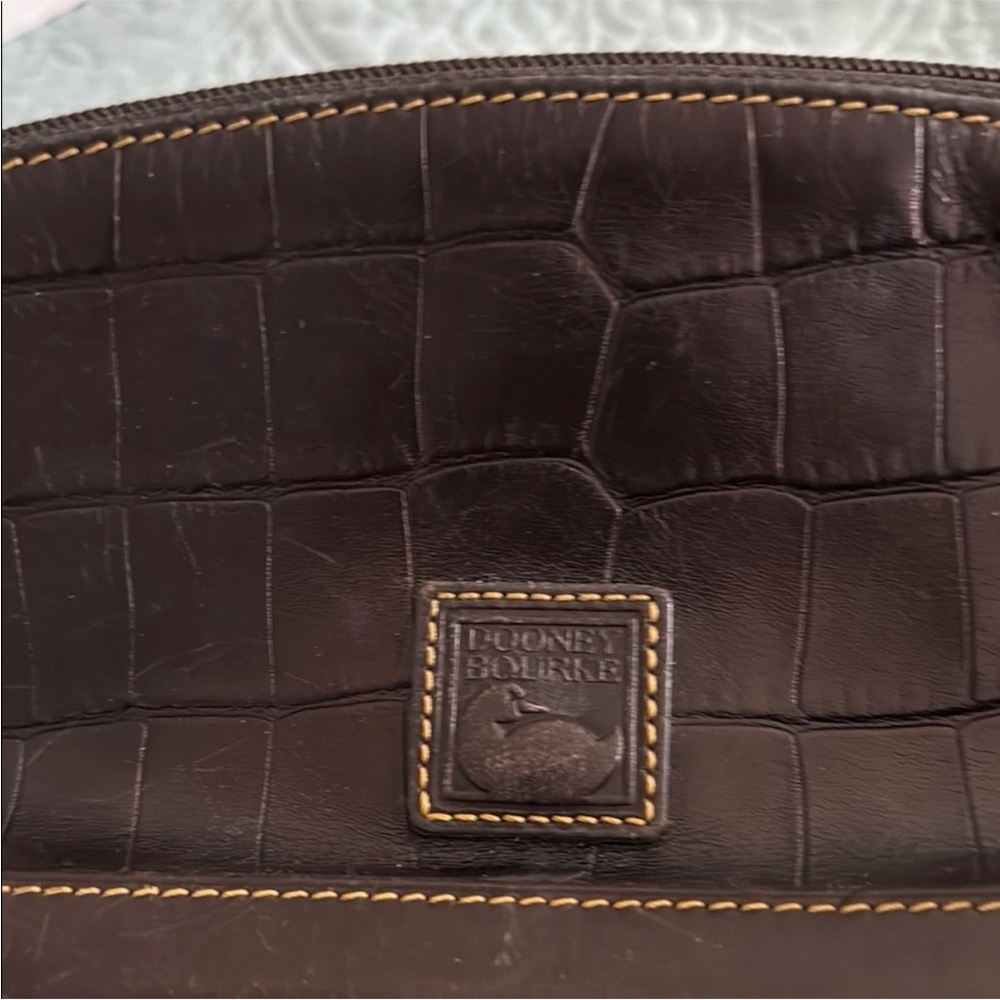 Dooney & Bourke Croc-Embossed Leather cosmetic Pouch Brown - Picture 2 of 15
